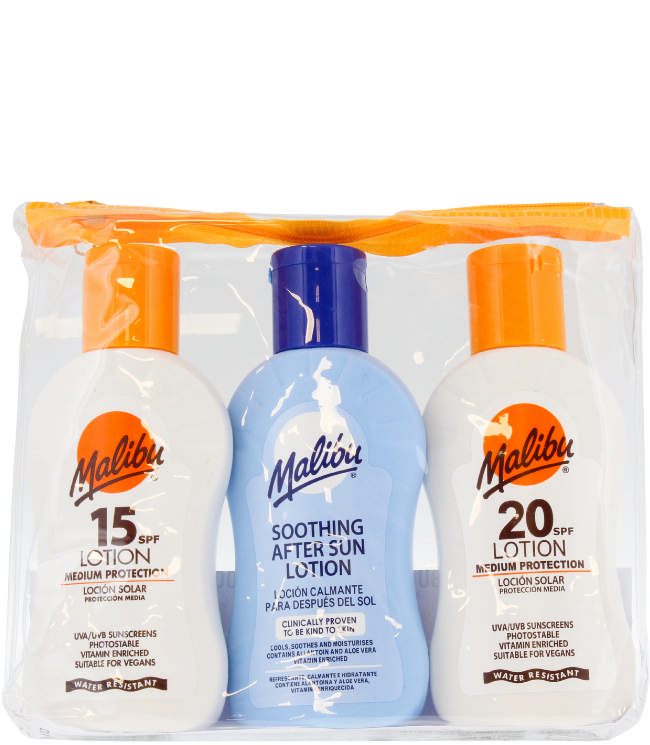 Malibu Sun Travel Essentials with Medium Suncream Protection and Soothing Aftersun, 100 ml. 