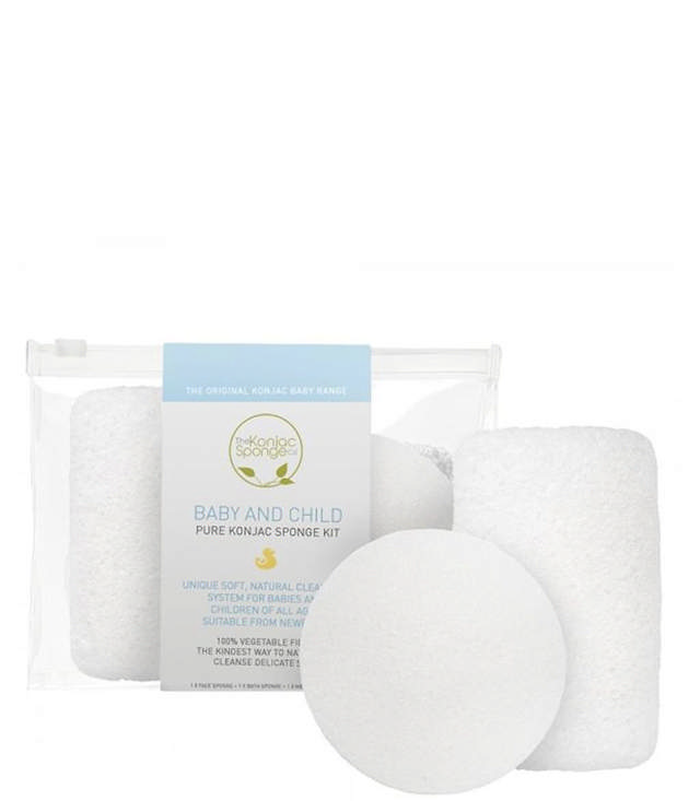 The Konjac Sponge Babysæt m. ansigts- og badesvamp